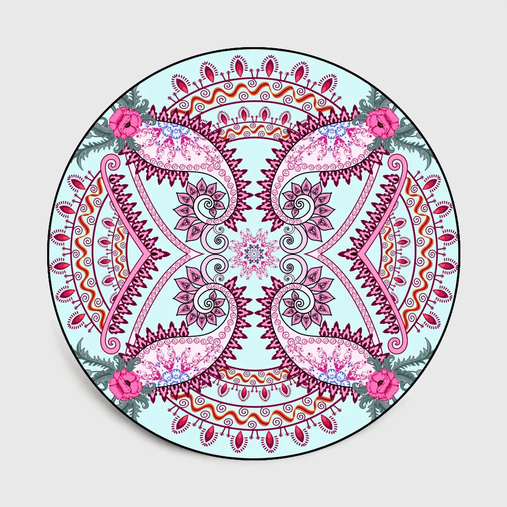 

Bohemian mandala classical floral ethnic round carpet living room 160cm round floor mat bedroom plush rug customize door mat