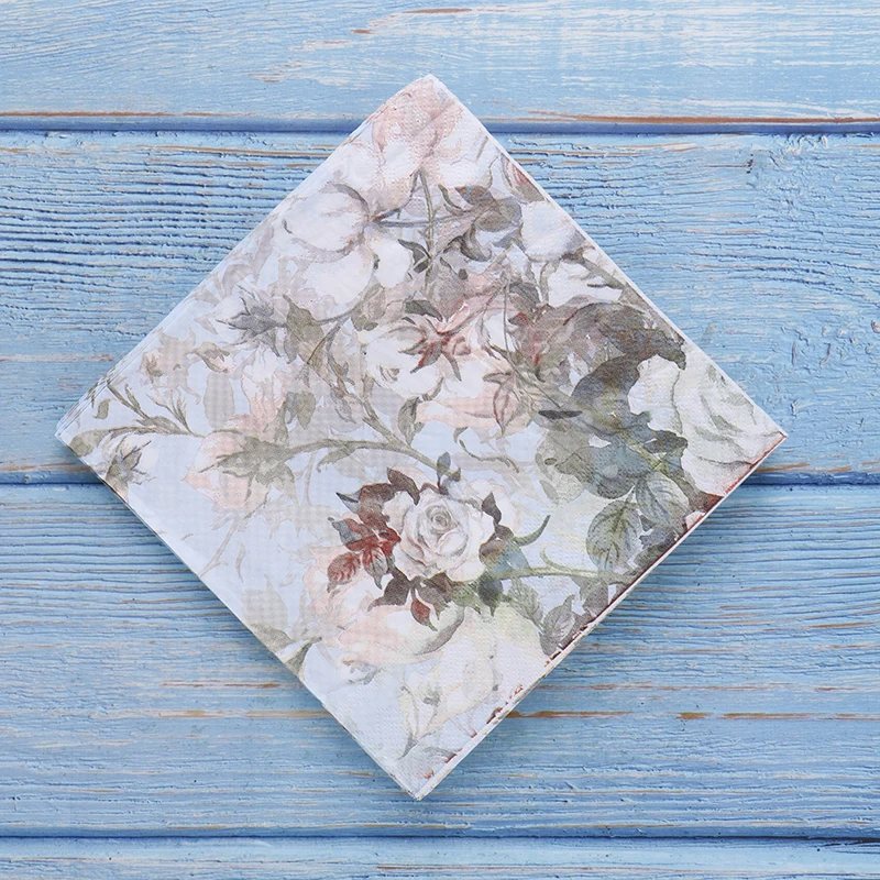 33cm*33cm Printed Feature Rose Paper Napkins For Event &amp Party Decoration Tissue Decoupage Flowers pattern high quality napkin | Красота и