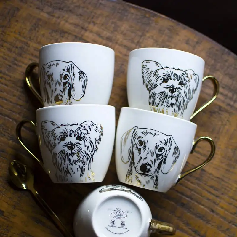 

Cute Golden Retriever and Papillon Ceramics Mugs Coffee Mug Milk Tea Office Cups Drinkware The Best Birthday Gift