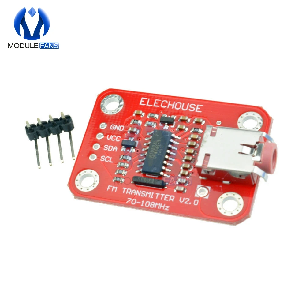 Fm-радиопередатчик модуль V2.0 цифровой радиопередатчик плата для Arduino ttl MIC VCC SDA SCL 3V 5V I2C IIC интерфейс
