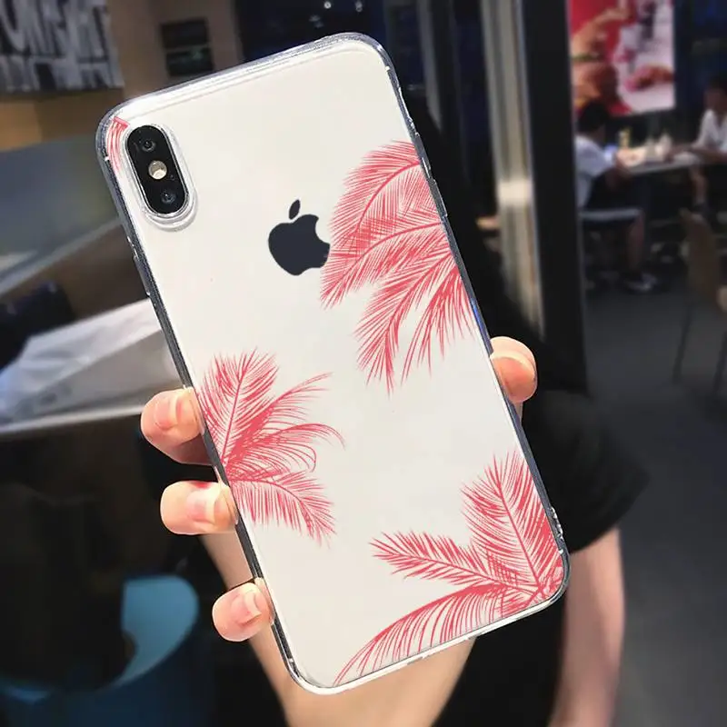 

rose gold palm tree Phone Cases Transparent for iPhone 6 7 8 11 12 s mini pro X XS XR MAX Plus