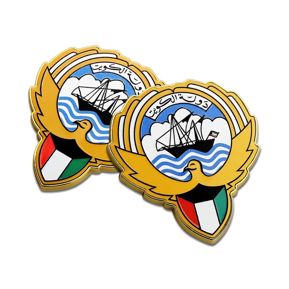 Металлическая 3D наклейка с национальным гербом Кувейта для украшения автомобиля