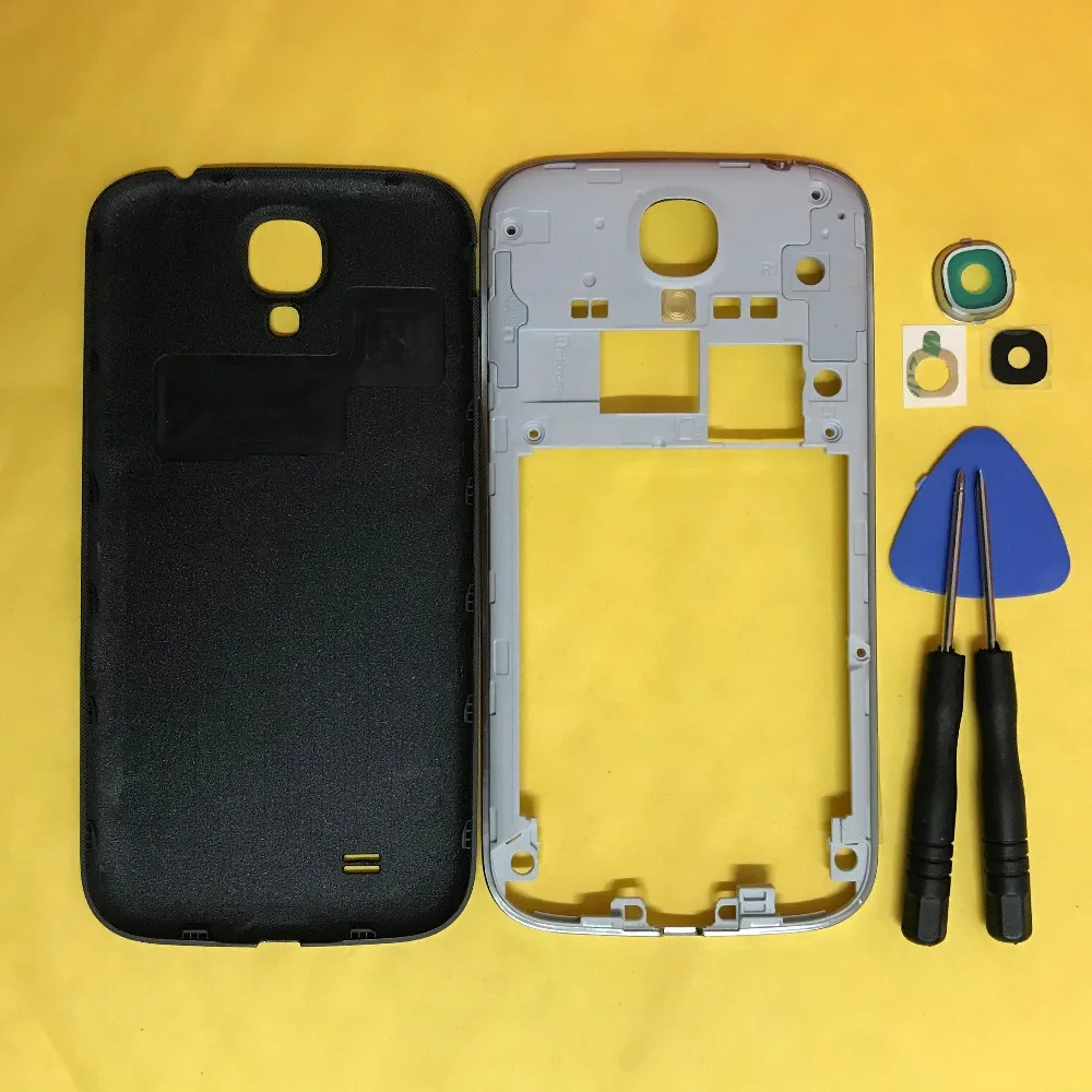 Для Samsung Galaxy S4 i9500 I9505 I337 I545 L720 R970 M919 телефон промежуточный Корпус чехол+ задняя крышка батареи+ объектив камеры