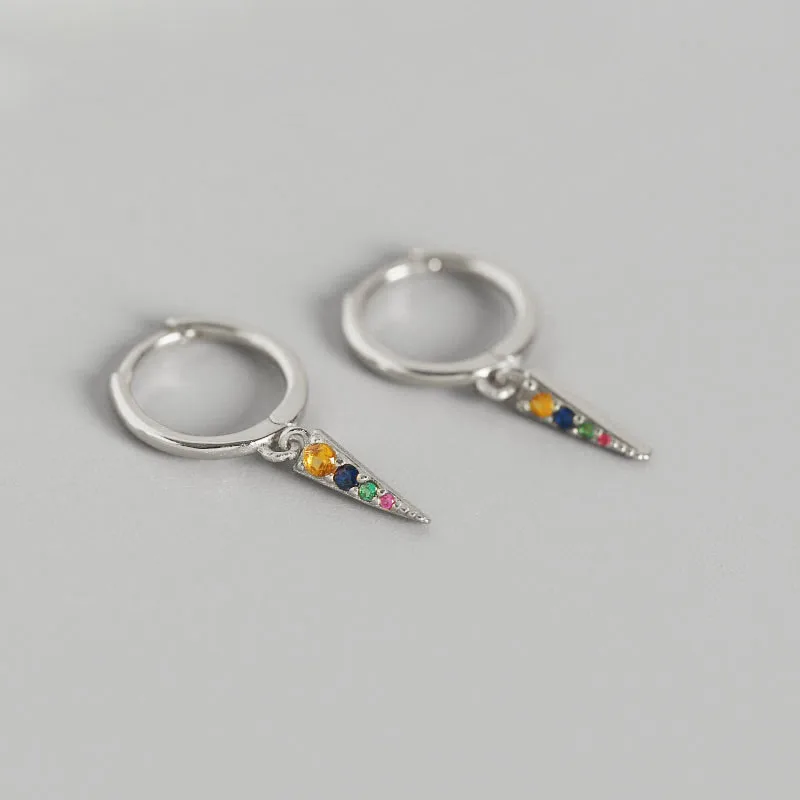 

Spike 925 Sterling Silver Earrings For Women/Men Small Hoop Earrings Girl Ear Bone Piercing Earring Gold Zircon aretes B5