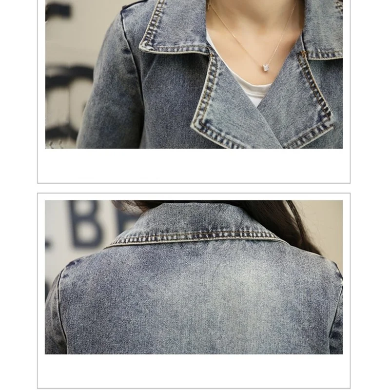 Женская короткая джинсовая куртка свободная осенне-Весенняя Базовая с рукавом 3/4