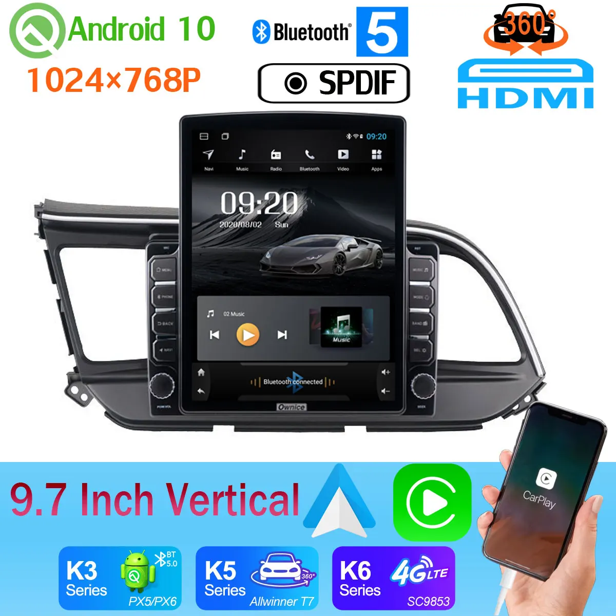 Android 10 9 7 &quotВертикальный стиль мультимедийный плеер для Hyundai Elantra 6 2018 2019 2020