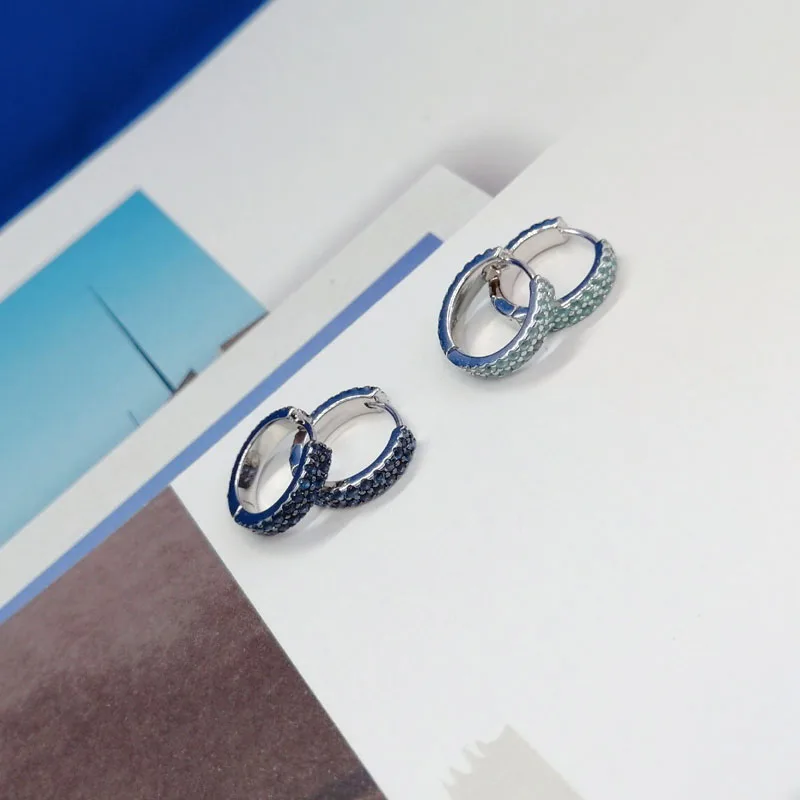 Женские серьги-кольца из серебра 925 пробы 2 ряда | Украшения и аксессуары