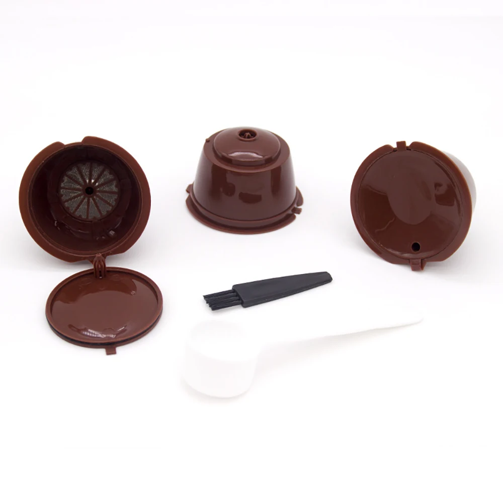 

Coffee Capsule Filter Set Refillable Compatible 3 Pcs Dolce Gusto Nescafe Nespresso Coffee Filter With Spoon Brush Accessories