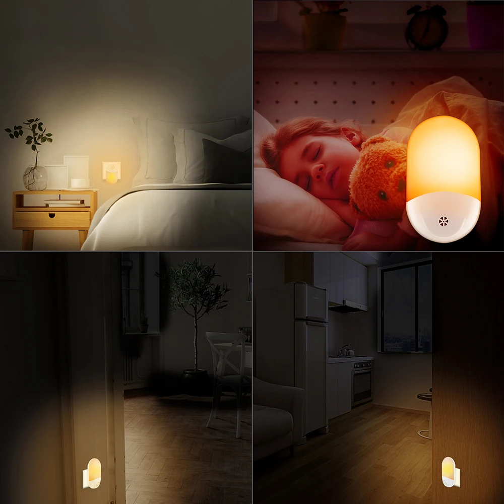 

Mini Smart Night Light Lighting Sensor Control EU/US/UK Plug LED Lamp for Kitchen Kids Bedroom Living Room Sleeping Gift Lights