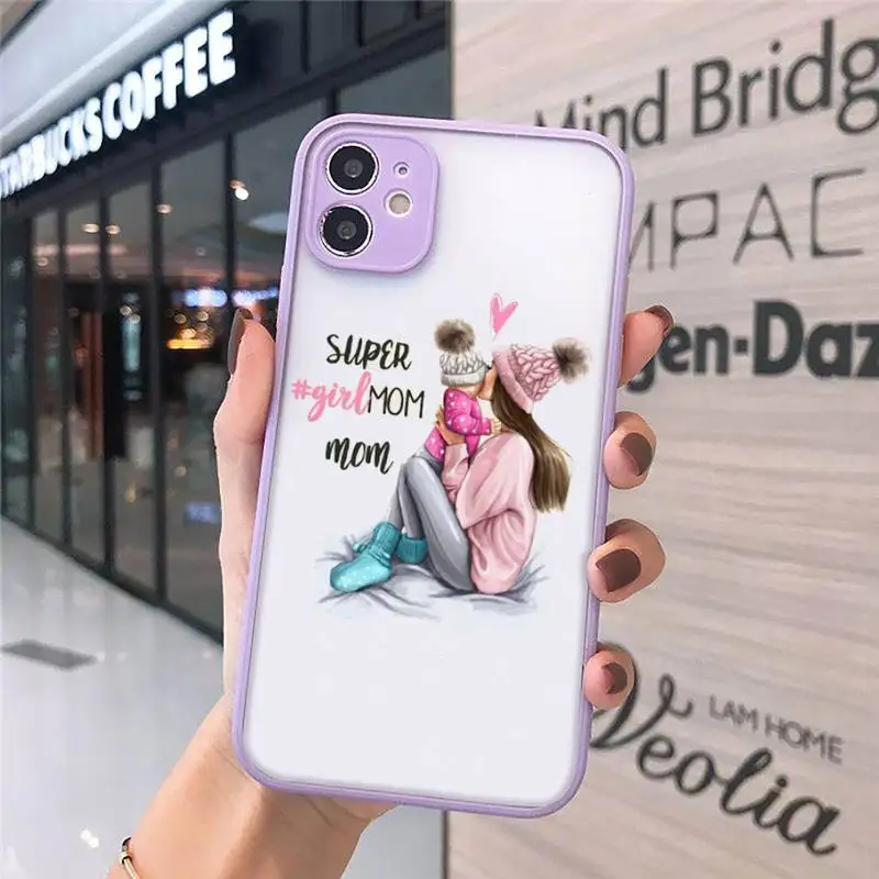 

Super Dad Mom Baby Girl Fashion Family Phone Cases matte transparent For iphone 7 8 11 12 plus mini x xs xr pro max cover