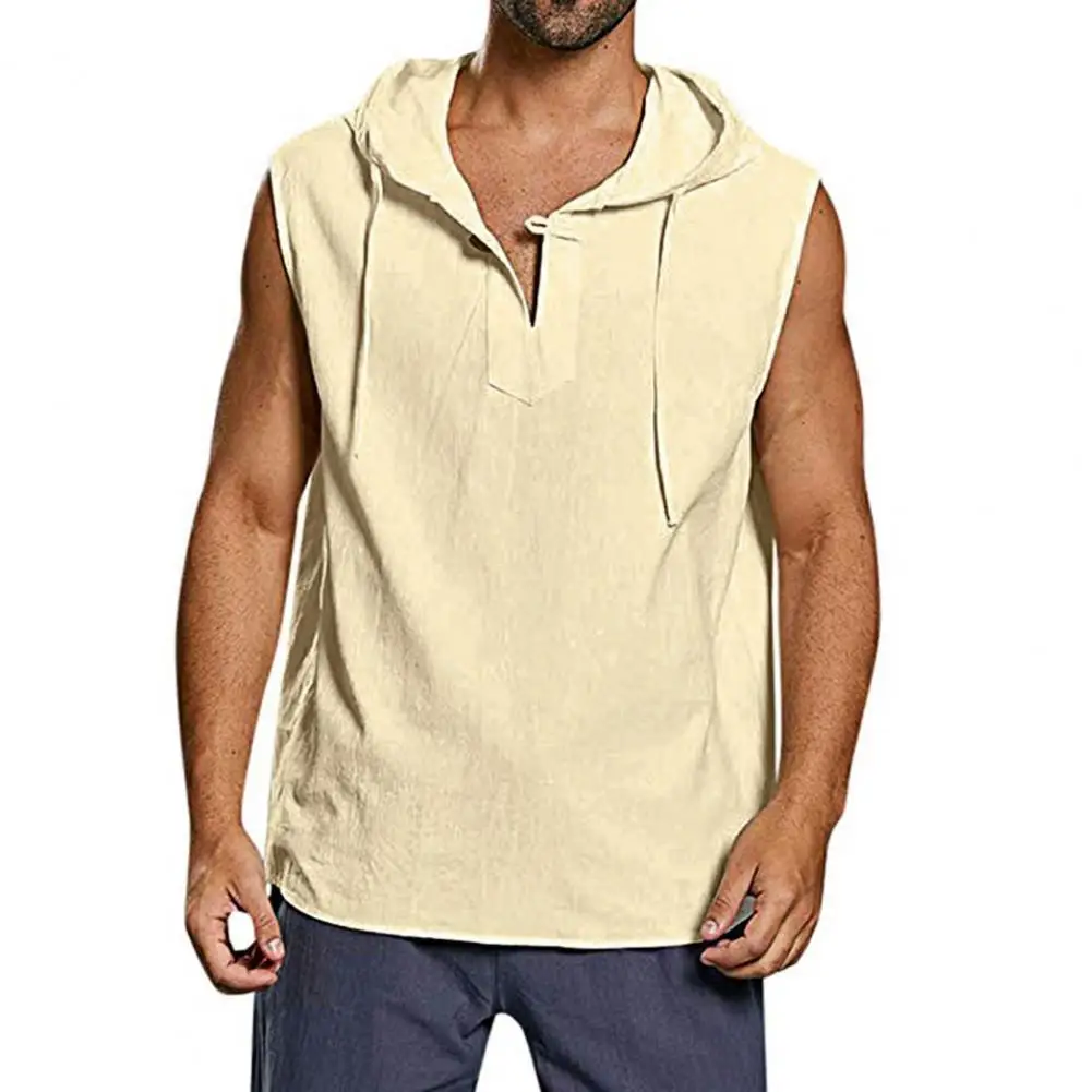 

Men Hoodie Comfy Sweat Absorbent with Hat Fashionable Loose Blouse Vest for Men