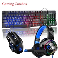 wired gaming combos keyboard mouse earphone 104 suspended keycaps russian english layout 2400dpi wired mouse earphone for gaming