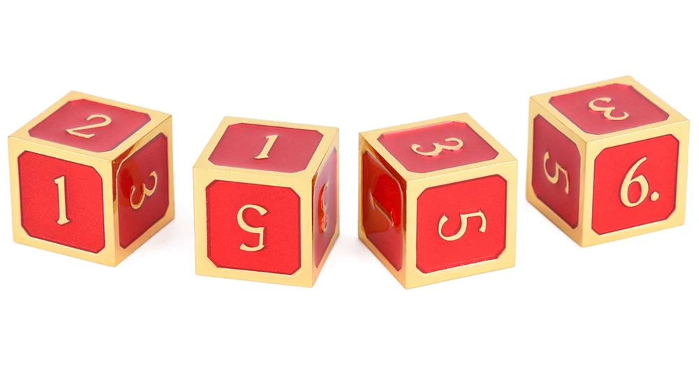 Red Набор из 4 D6 металлических игральных костей для D& D ролевых игр и настольных игр - Цвет: Red