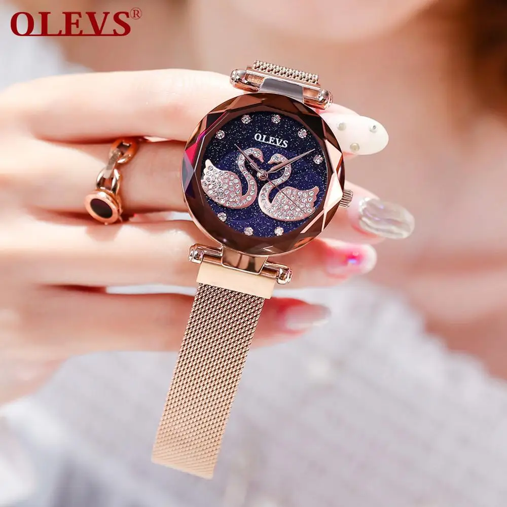 OLEVS модные повседневные Простые Изысканные часы из нержавеющей стали
