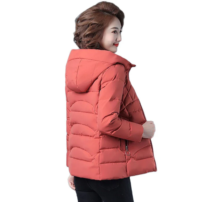

2021Winter Down Cotton Jacket Womens Parkas Thick Warm Coat Short Hooded Overcoat Plus size Female Cotton Padded Jackets Women