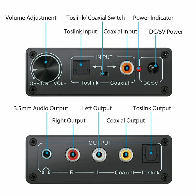192 кГц Цифровой оптический коаксиальный Toslink в аналоговый RCA 3 5 мм o Hifi конвертер с