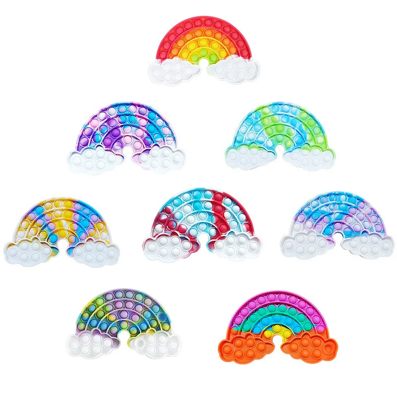 Juguete sensorial de descompresi&oacute;n de arco&iacute;ris para ni&ntilde;os, juguetes antiestr&eacute;s, simples, hoyuelos, novedad y extra&ntilde;o-0