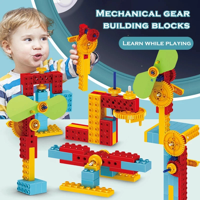 

50PCS Gears Building Toys Engineering Build Gear Blocks Large Particle Bricks Mechanical High-tech Science Kids Compatible Brand