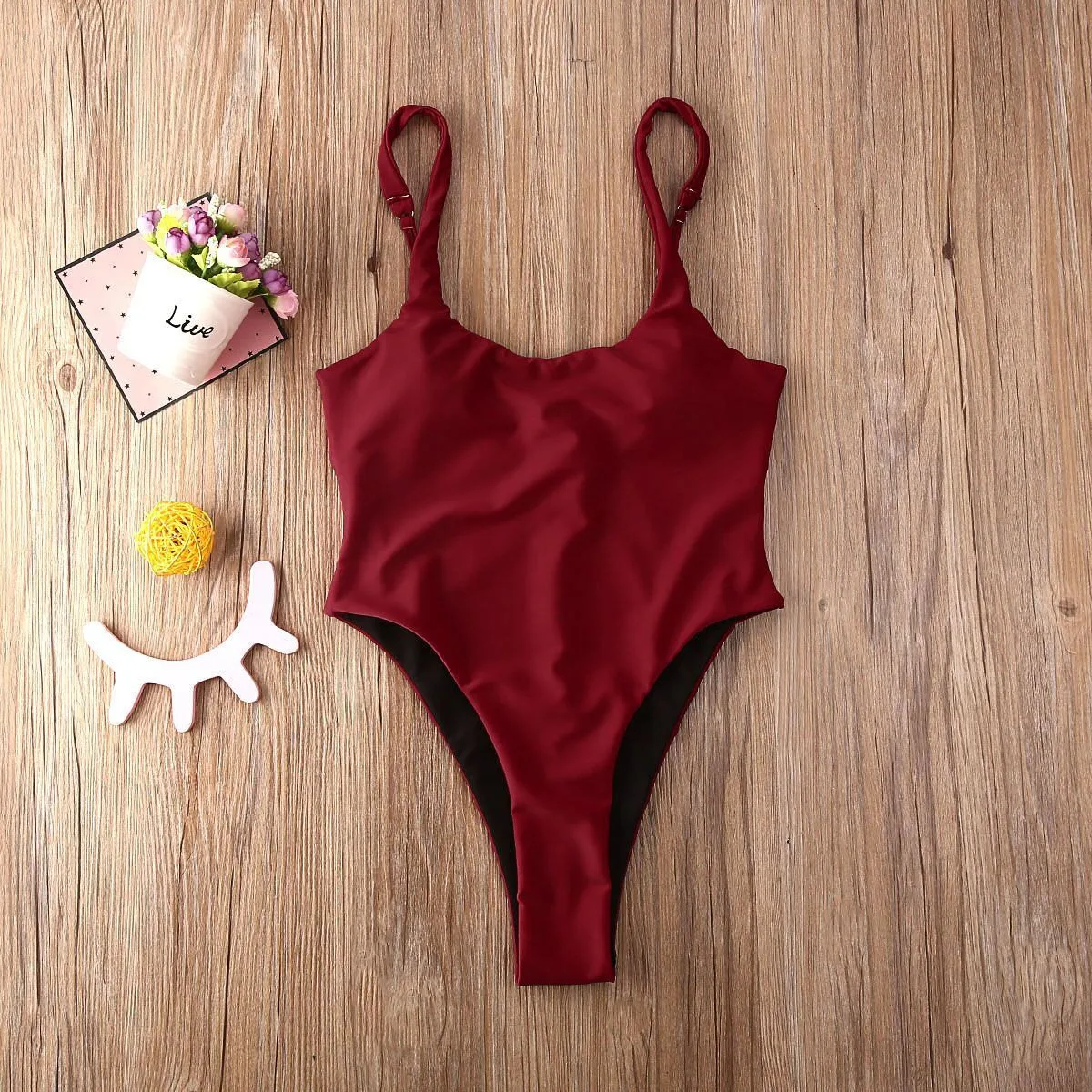 Купальник цельный женский Глубокий v-образный вырез бикини однотонный комплект