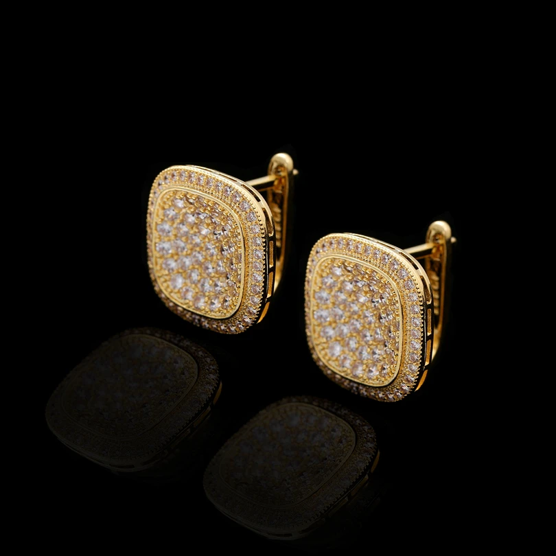 

Gold white gold Color Square Shape AAA Zirconia Crystal Hoop Earrings for Women New Hoops Accessories