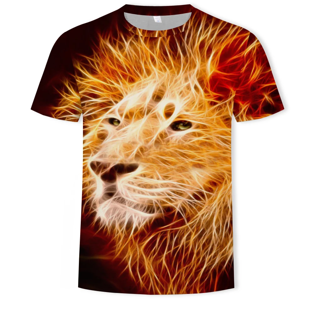 

Fashion 3D Tiger T-shirt Casual Sports Short Sleeve Loose Lion Tiger 3D Top T-shirt Quick-drying Breathable Top