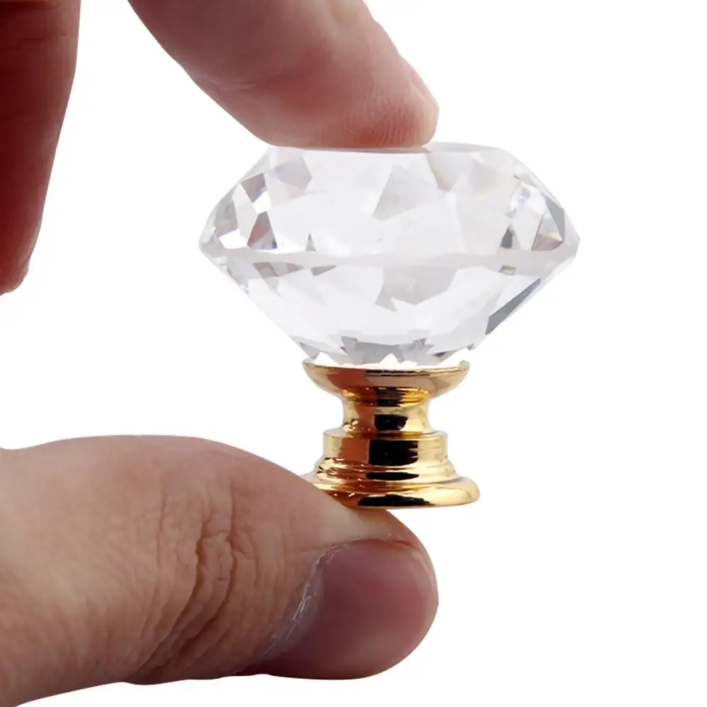 8 pcs 30mm diamond shape crystal glass knobs cupboard drawer pull kitchen cabinet door wardrobe handles hardware knob free global shipping