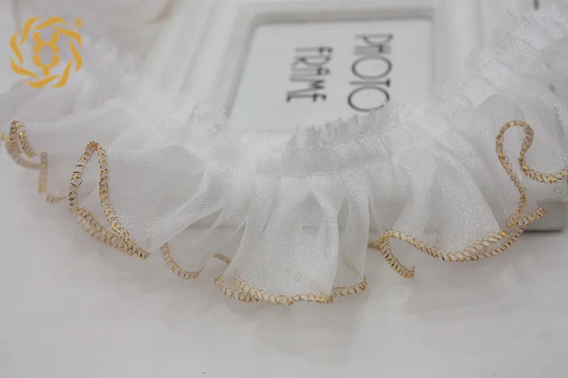 Кружевная оборка по краю 30 ярдов плиссированная лента Ширина Подола 2 16 дюйма |