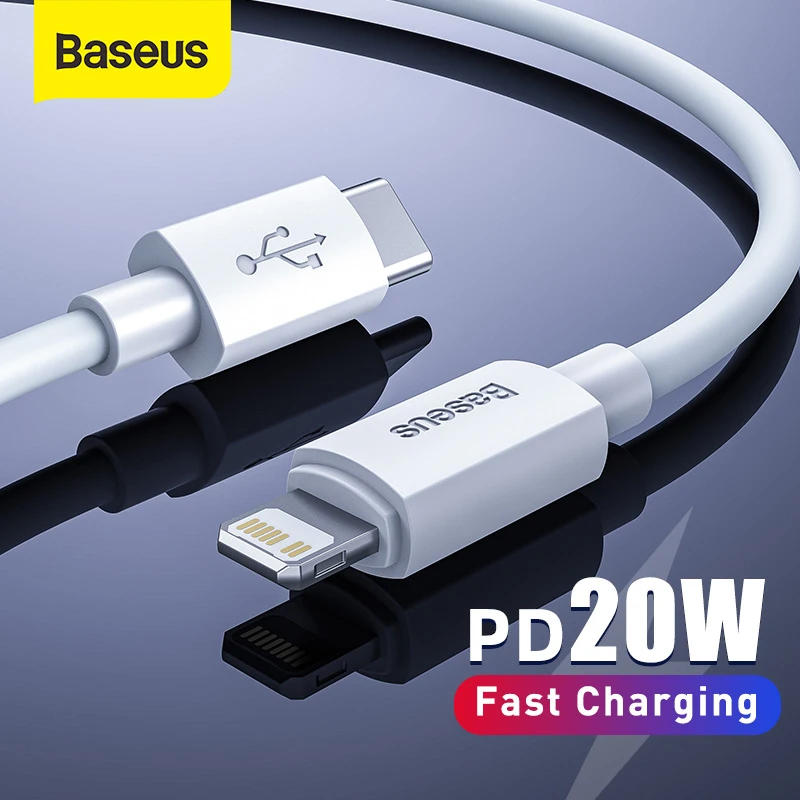 Кабель Baseus USB C для iPhone 12 11 20 Вт PD быстрая зарядка Lighting кабель 8 Xr зарядное