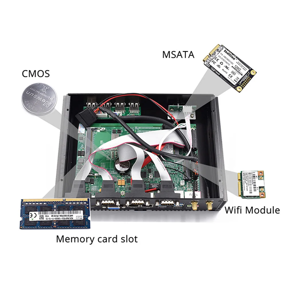 Hystou встроенный мини ПК Core i5 безвентиляторный промышленный компьютер VGA HD Celeron 1037u