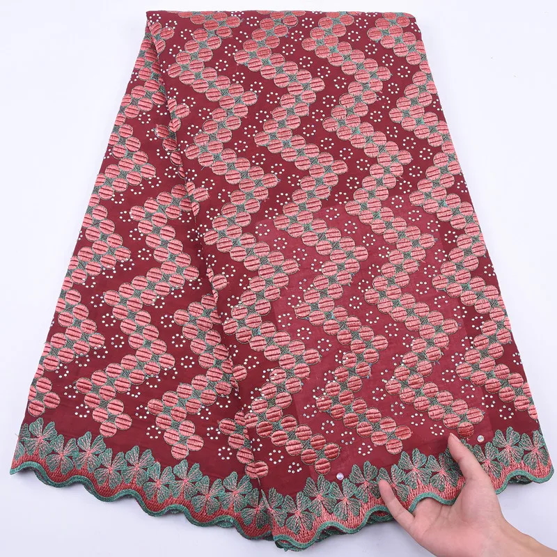 Новейшая розовая африканская сухая хлопчатобумажная кружевная ткань высокого