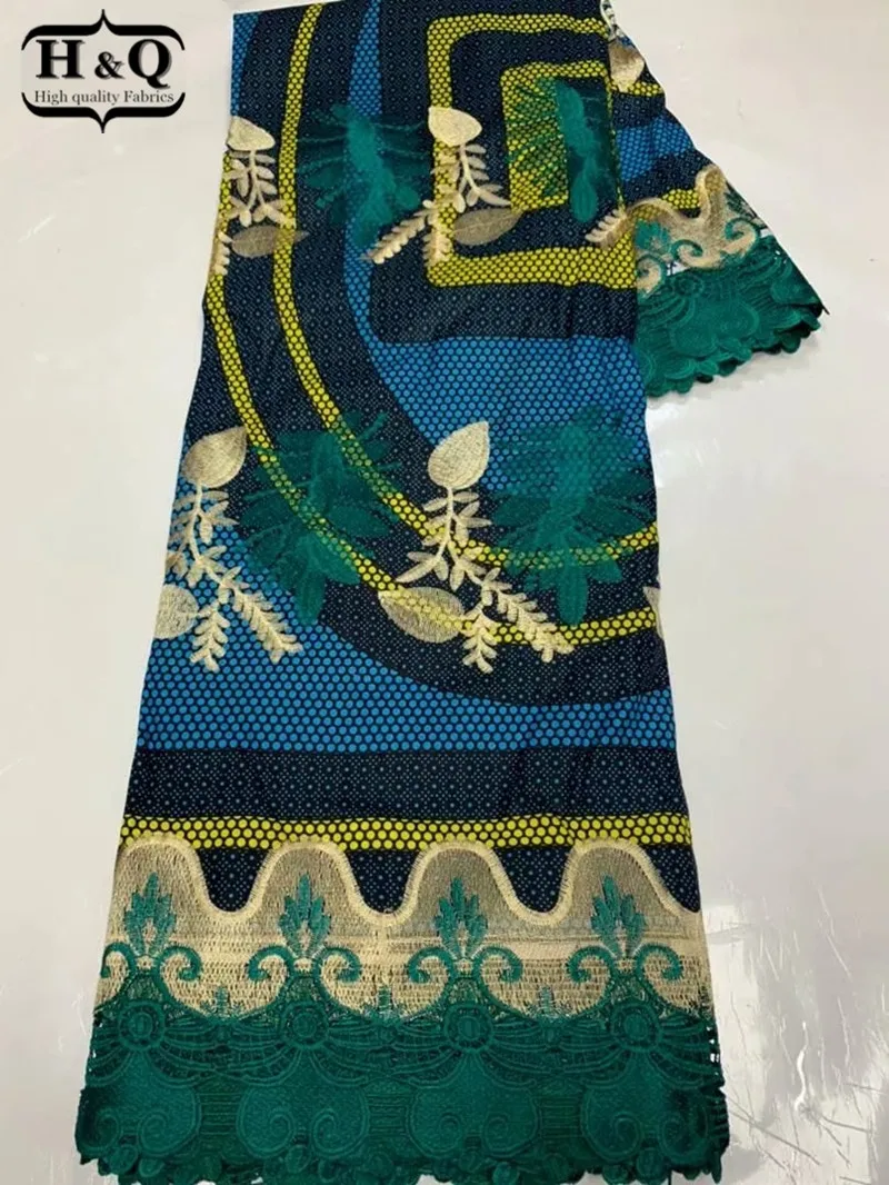 

H&Q best quality top fashion ankara wax fabric printing wax african 100% cotton lace fabric design nigerian guipure laces H0412