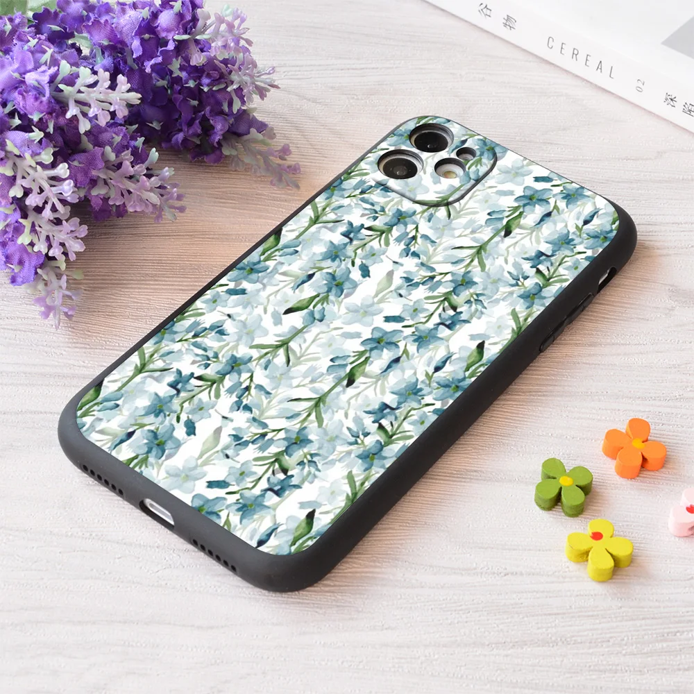 

For iPhone Blue Branches Print Soft Matt Apple Case