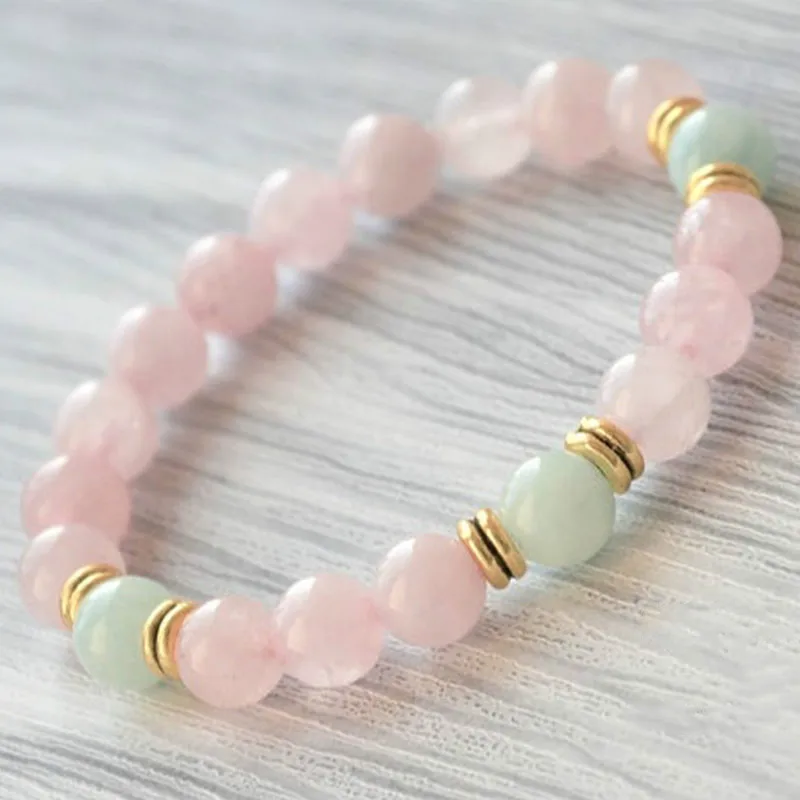 

Розовый кварцевый браслет Amazonite браслет из бусин из драгоценных камней
