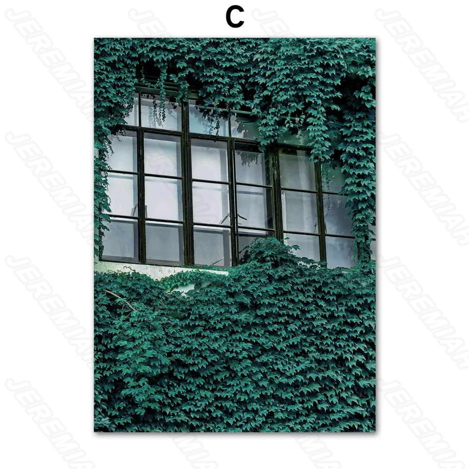 

Green Plant Illustration Landscape Poster Nordic Style Waterproof Ink Canvas Print Art Painting Modern Bedroom Decoration