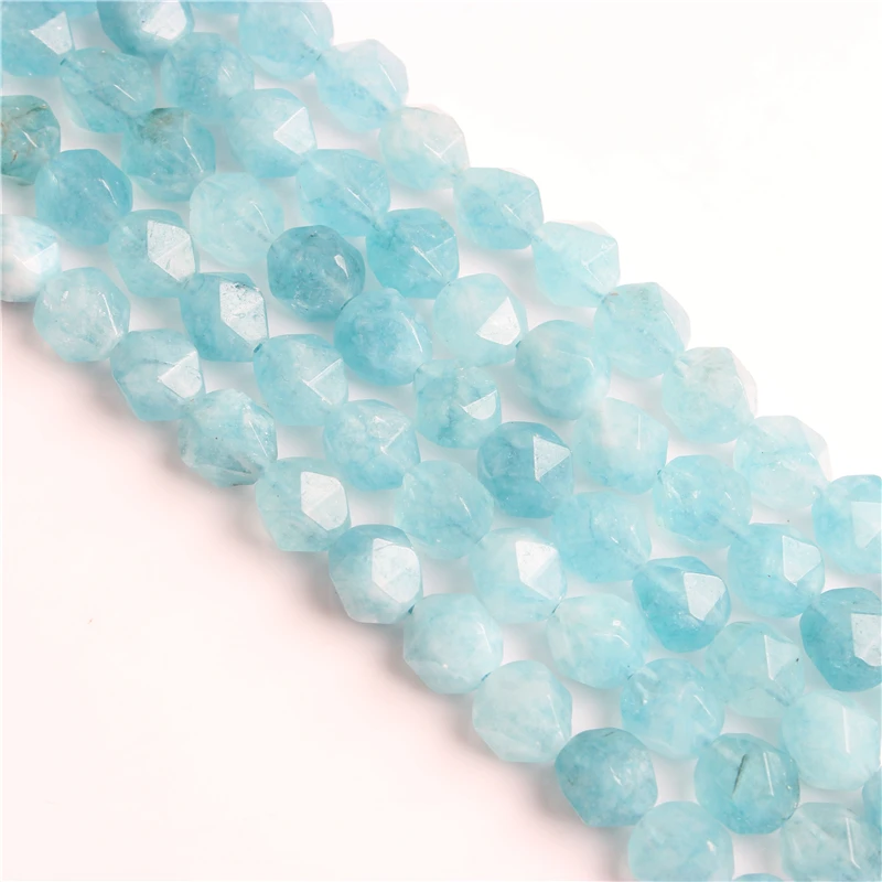 

Blue Chalcedony Faceted Polygonal Round Beads For Jewelry Making Strand 15" DIY Bracelet Necklace Jewelry Beads Wholesale