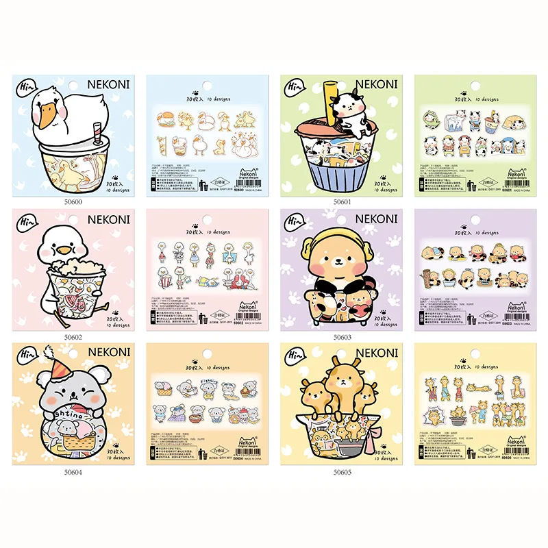 

1 упаковка милых животных, молока, корова, утка, коала, декоративные наклейки «сделай сам», планировщик, украшение для книг