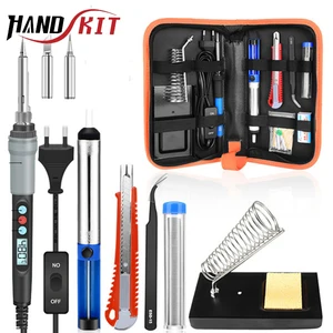 Комплект паяльника с цифровым дисплеем 90 Вт, электрические паяльники с регулируемой температурой, профессиональный набор инструментов для сварки