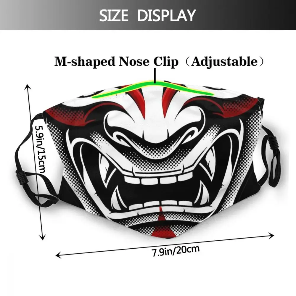 White & Red Okami Kitsune Kabuki Japanese Oni Demon Fashion Mascarilla Samurai Reusable Mouth Mask With Filters | Аксессуары для