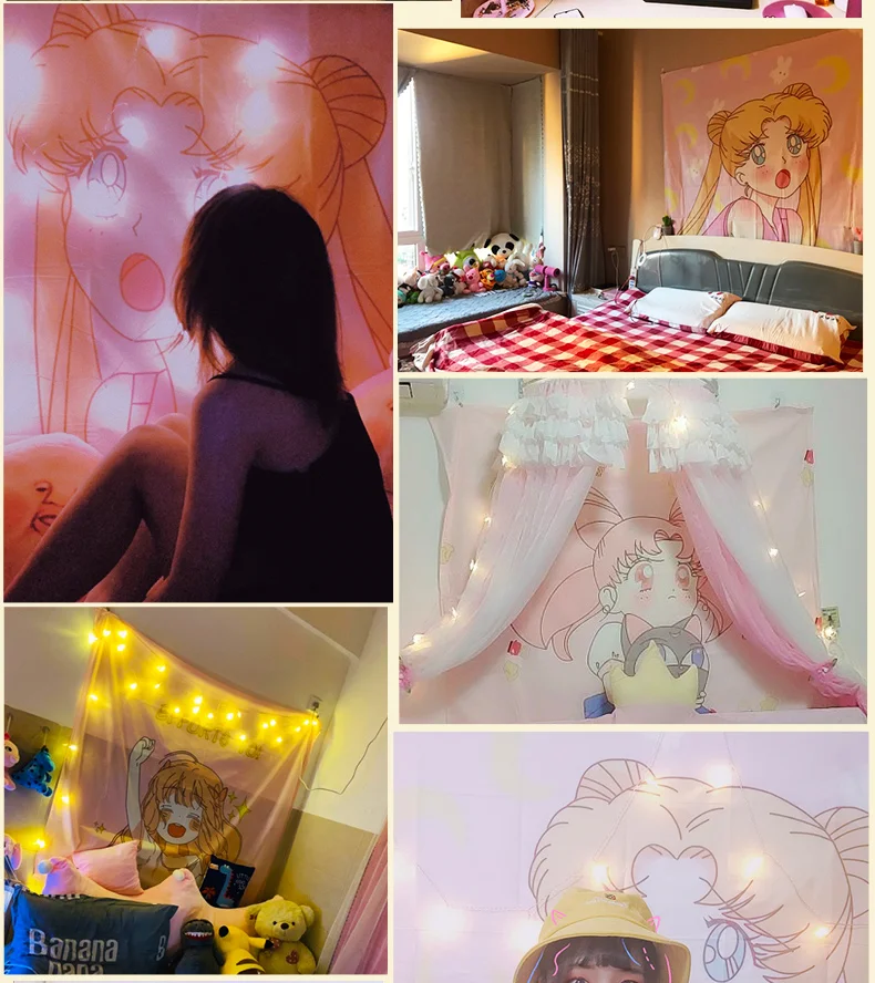 

150cm/200cm Big Tapestry Cute Girls Soft Cloth Wall Hanging Tapestri Bedroom Wall Background Cloth For Home Room Bedspread Decor