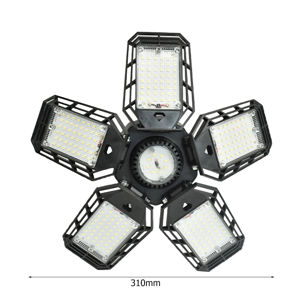 

6500K LED Garage Lamp E27 Lamp Head Deformable Folding Adjustable Ceiling Lamp Workshop Lights Flower Light Decoration