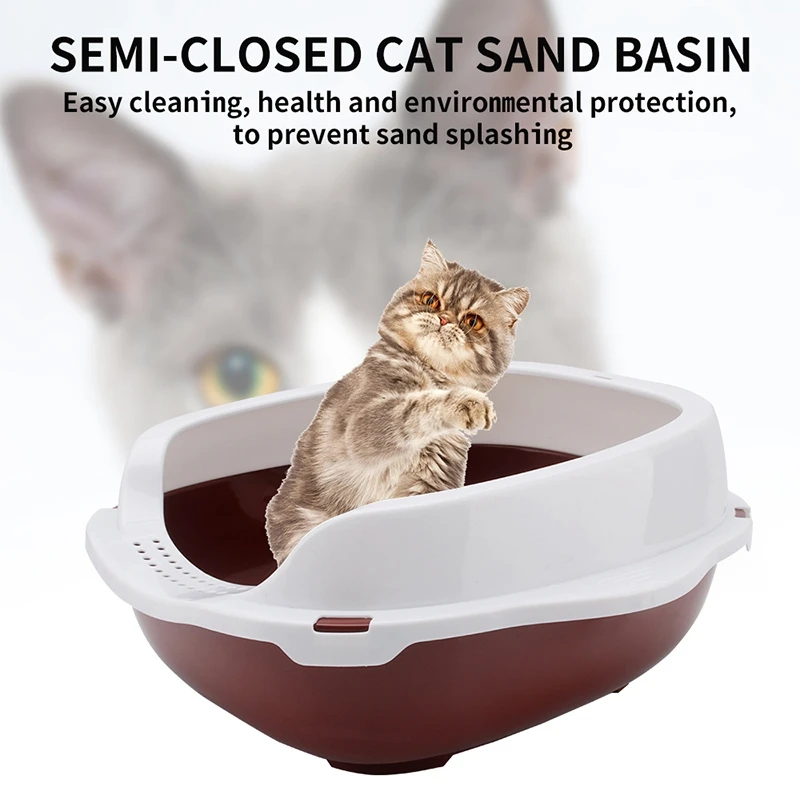 HOT-Large Size Cat Litter Box Semi-Closed Sandbox Toilet for Pet Training Tray with Shovel Gift | Дом и сад