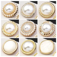 10pcs metal pearl button coat windbreaker sweater decoration high end luxury lnlaid rhinestones round small fragrance buttons