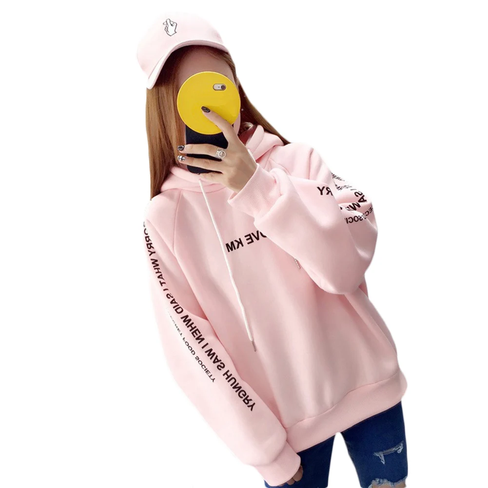 Women Hoodies Casual Letter Printed Hooded Autumn Sweatshirts Fashion Drawstring Long Sleeve Female Pullover Plus Size толстовка