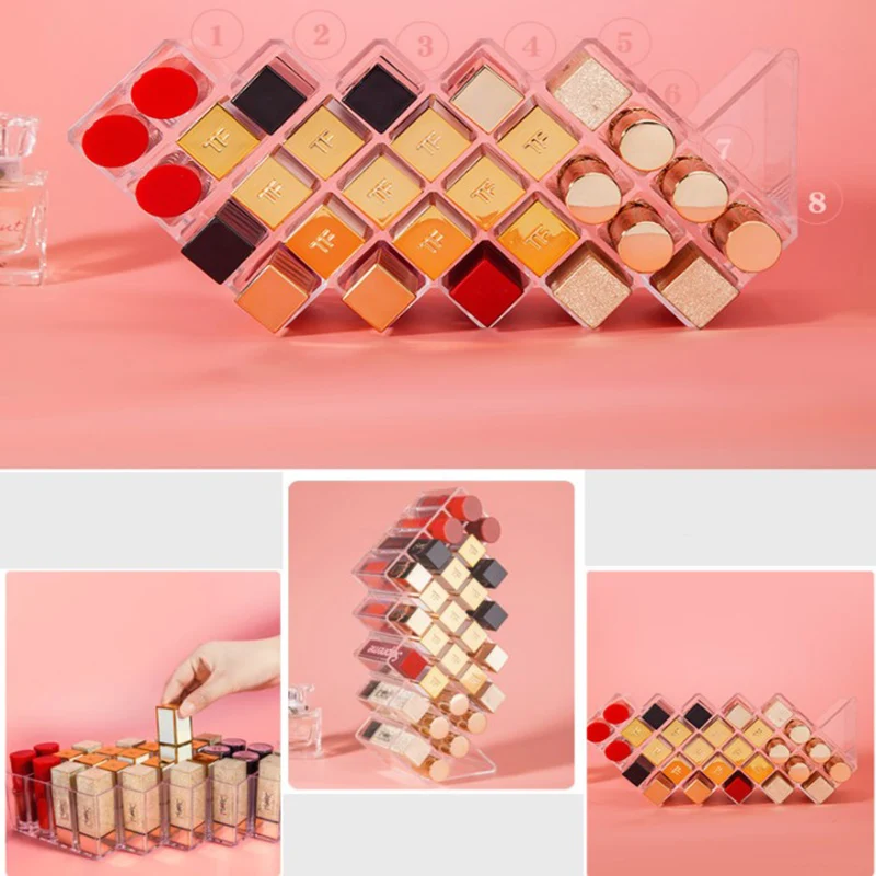 Прозрачная пластиковая коробка для хранения губной помады 28/16 отделений|Коробки