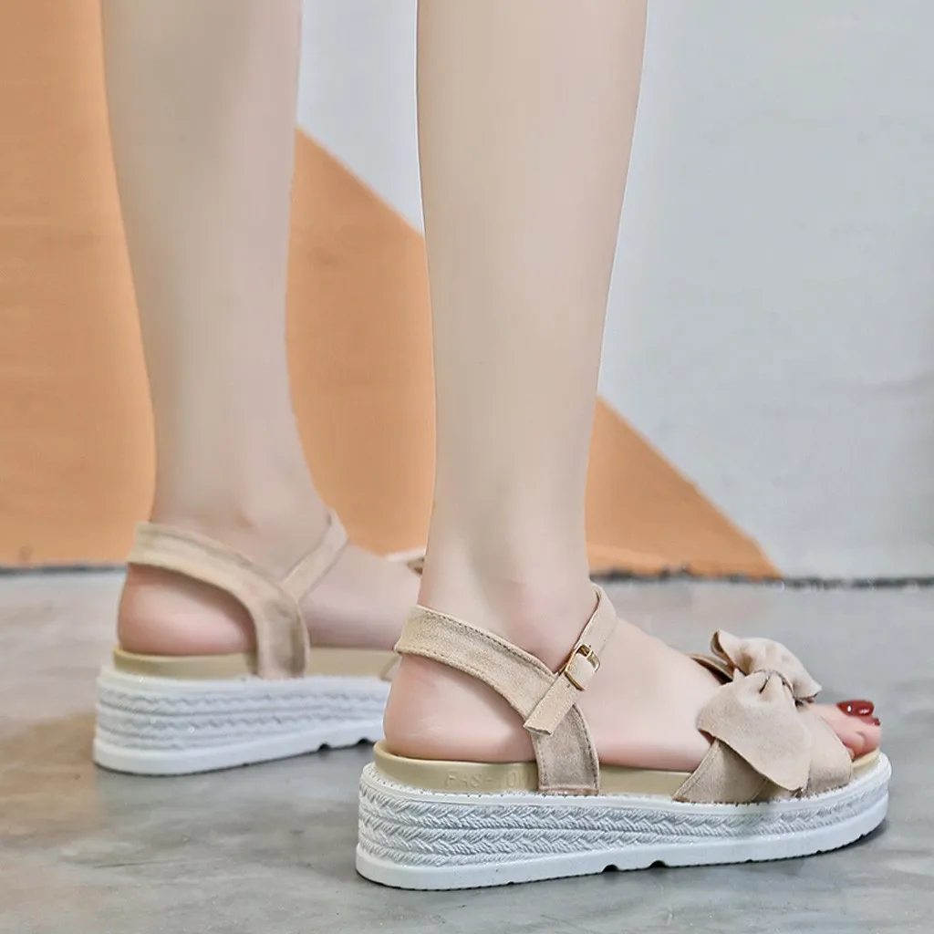

Shoes Woman Sandals Wedges Women Bow Buckle Strap Wedges Beach Open Toe Breathable Sandals Fashion Shoes