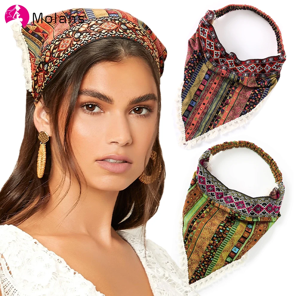 

Molans New Bohemia Print Bandana Elastic Hair Bands for Girls Women Headband Hair Scarf Fashion Turban Headwrap Hair Accessories