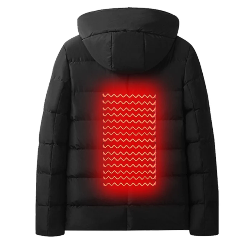 Мужская зимняя куртка с капюшоном и подогревом теплое пальто для походов