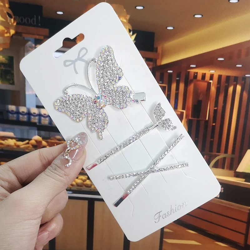 

Korea Shiny Crystal Hair Clip Set Fashion Hair Accessories 2021 Trend For Women Girl Pearl Rhinestone Hairpin Side Clip For Hair