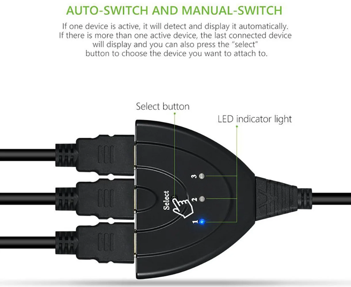 

HDMI-Compatible Switcher 4K*2K 3D Mini 3 Port Switch 1.4b 4K Splitter 1080P 3 in 1 out Port Hub for DVD HDTV Xbox PS3 PS4