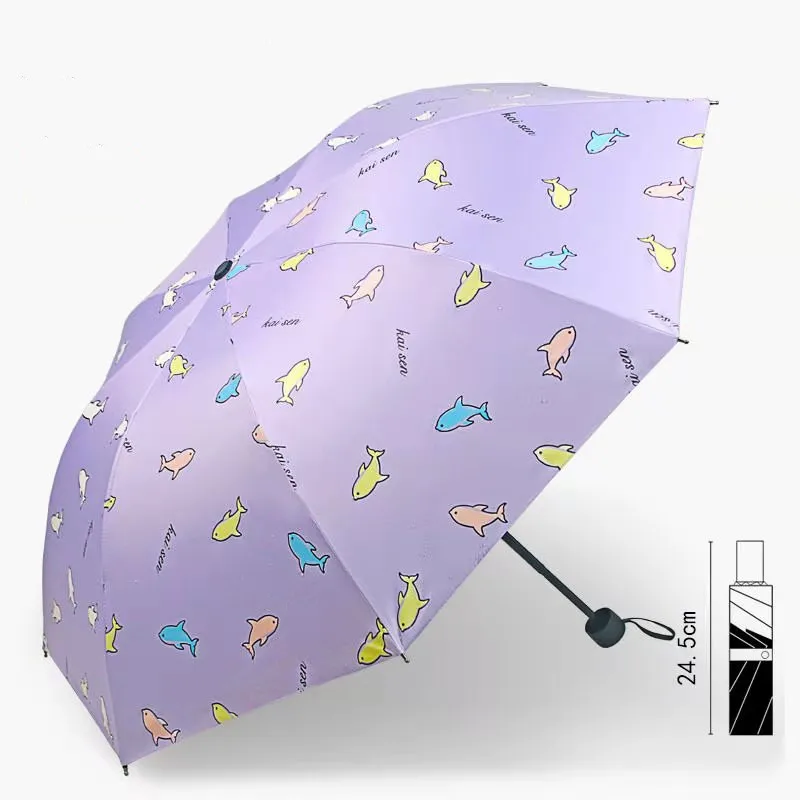 

Cartoons Dolphin Sunny And Rainy Umbrella Easy To Carry For Women Student Waterproof Folding Changing Color